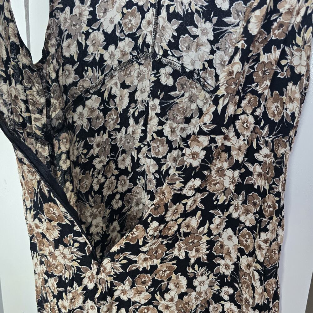 Old Navy Black Brown Dark Floral Slip Fit & Flare Dress Small Y2K Grunge - Picture 3 of 8